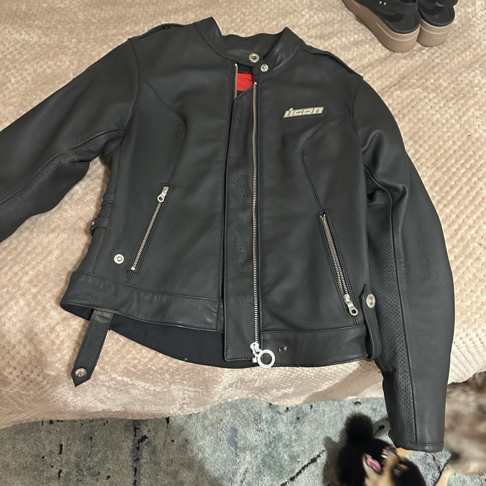 ICON Black Leather Jacket with Silver Accents